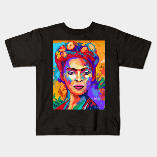 Frida Portrait Original Quality Painting Kids T-Shirt by mailsoncello